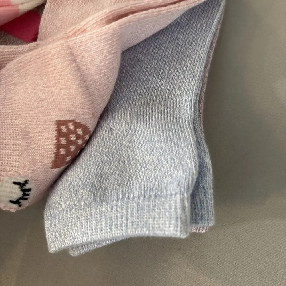 Cat & Jack Girls Low-Cut Socks 6 Pairs Pastel Neutral Animals Sz 4T-5T 8-11 New